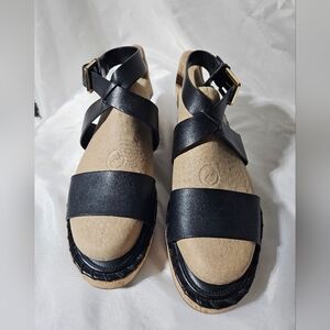 Franco Sarto Zarlo Ankle Strap Leather Cork Sandels Size 7.5